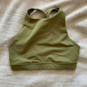 Lululemon high neck Energy bra in bronze green, size 6